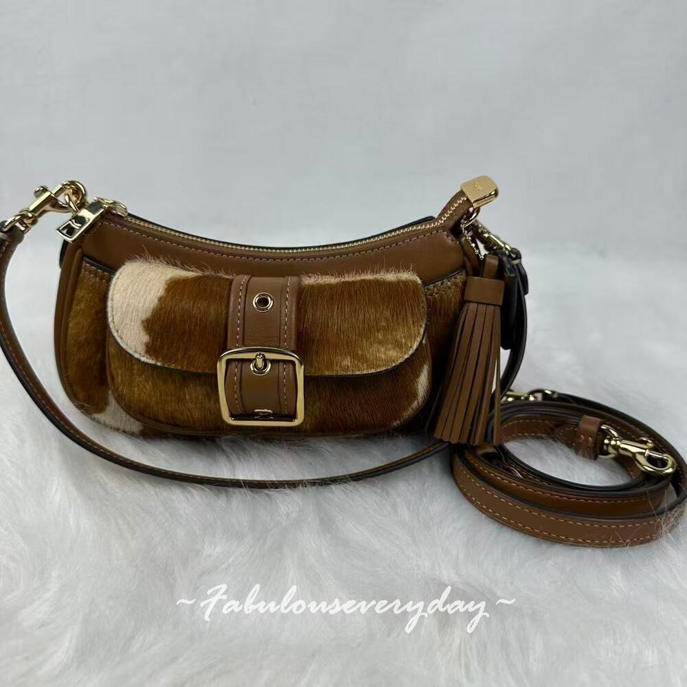 Coach Ashton Mini Shoulder Bag Crossbody In Haircalf With Cow Print CDX79 NWT